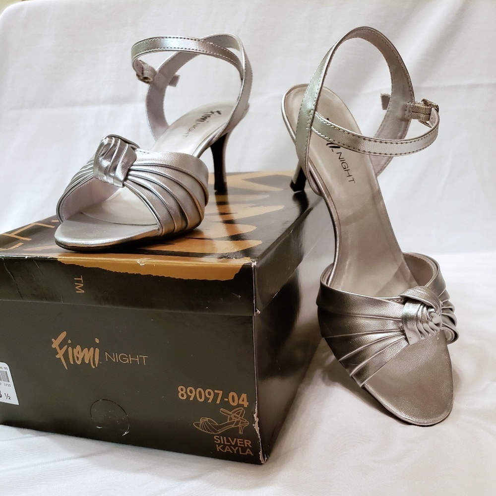 Strappy silver heeled sandals